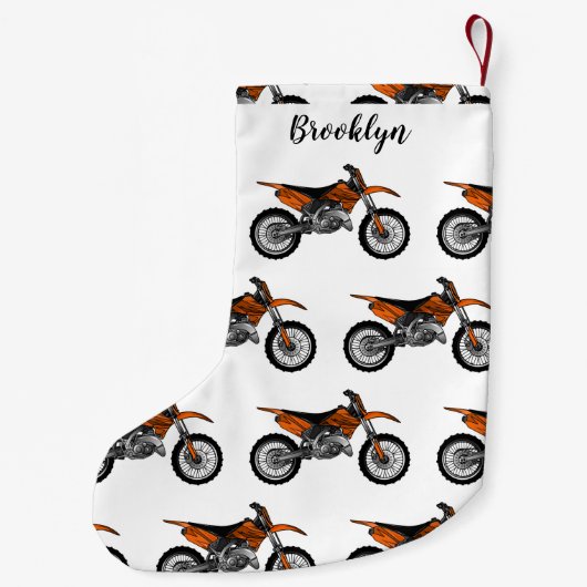 ロードバイク/モトクロスアニメから外れたダートバイク スモールクリスマスストッキング (裏面)