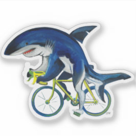ロードバイ素晴らしクに乗った白いサメ シール