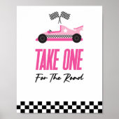 ロードピンクのレースカー優待券に1つ乗る ポスター (正面)