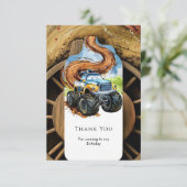 ロードホイカラフルールモンスタートラック誕生日 サンキューカード (スタンド正面)