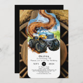 ロードホイカラフルールモンスタートラック誕生日 招待状 (正面/裏面)