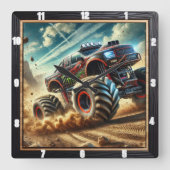 ロードモンスタートラックアドベンチャーからスリリングなアクション スクエア壁時計 (正面)