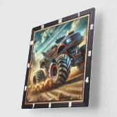 ロードモンスタートラックアドベンチャーからスリリングなアクション スクエア壁時計 (傾斜)