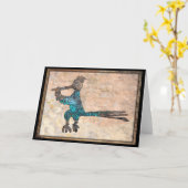 ロードランナーペトログリフニューメキシコの州バードカー カード (黄色い花)