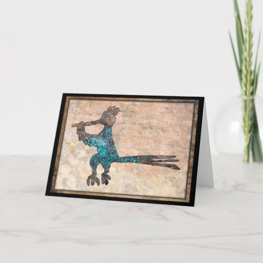 ロードランナーペトログリフニューメキシコの州バードカー カード (正面)