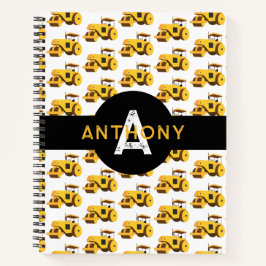 ロードローラキッズ建築トラックモノグラム ノートブック