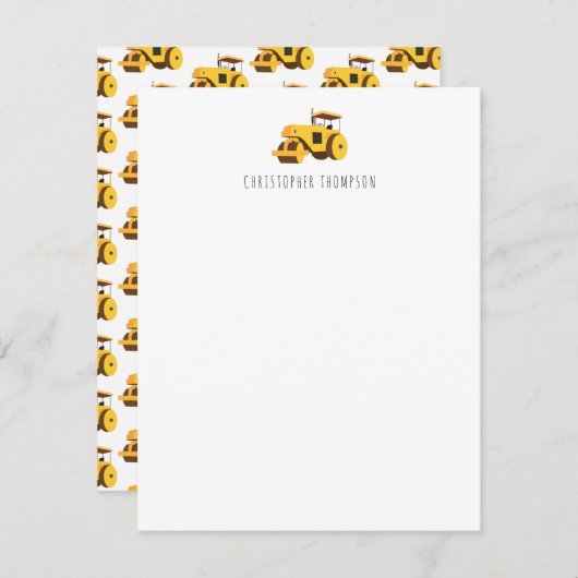 ロードローラーキッズ建築トラックチルドレン ノートカード (正面/裏面)