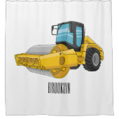 ロードローラー漫画イラストレーション シャワーカーテン (正面)