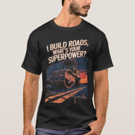 ロードローラー面白い引用文 建設クルー Tシャツ
