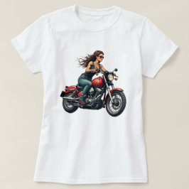 ロード上のレディバイカー Tシャツ
