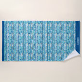 ロード建築トパーソナライズされたラックブルーティール（緑がかった色） ビーチタオル (正面)