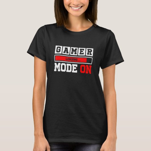 ロード時ゲーマーモードバーゲーム引用文タイポグラフ Tシャツ (正面)