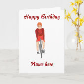 ロード・レーシング・サイクリスト、男、名前を前に付け加える カード (黄色い花)