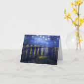 ローヌメッセージカード上のゴッホの星明かりの夜 カード (黄色い花)