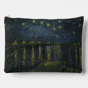 ローヌ川のほとりの星月夜、ゴッホによる油絵 アクセサリーポーチ