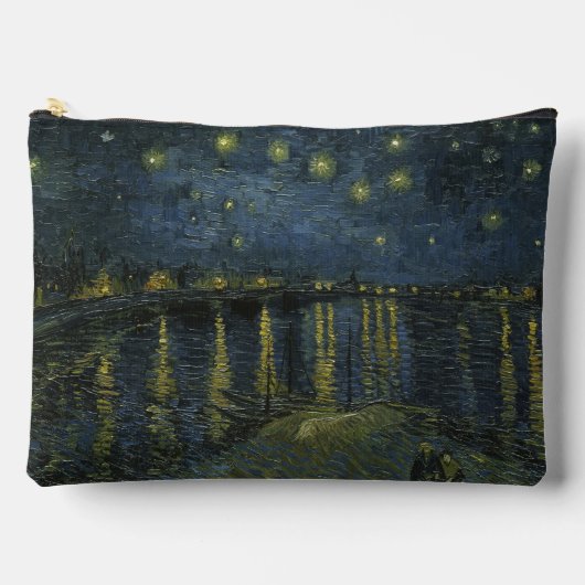 ローヌ川のほとりの星月夜、ゴッホによる油絵 アクセサリーポーチ (正面)
