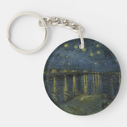 ローヌ川のほとりの星月夜、ゴッホによる油絵 キーホルダー (正面)