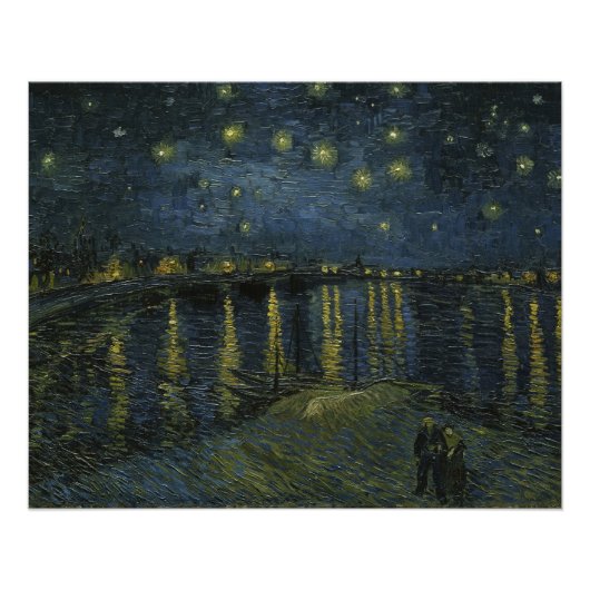 ローヌ川のほとりの星月夜 ゴッホによる油絵 ポスター (正面)