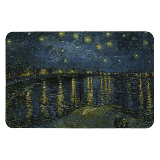 ローヌ川のほとりの星月夜 ゴッホの油絵 マグネット (横)