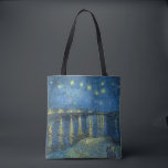 ローヌ川の星空の夜 トートバッグ<br><div class="desc">Starry Night Over the Rhone （1888年9月）は、ヴィンセント・ヴァン・ゴッホの夜の絵の一つ。彼は暗闇の中で感じた色を見事に転写した。ビューはローヌ川の東側の河岸から。1889年にパリで開催されたアティステスのペンダント協会とヴァン・ゴッホのアイリス展で初めて展示。</div>