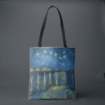ローヌ川の星空の夜 トートバッグ<br><div class="desc">Starry Night Over the Rhone （1888年9月）は、ヴィンセント・ヴァン・ゴッホの夜の絵の一つ。彼は暗闇の中で感じた色を見事に転写した。ビューはローヌ川の東側の河岸から。1889年にパリで開催されたアティステスのペンダント協会とヴァン・ゴッホのアイリス展で初めて展示。</div>