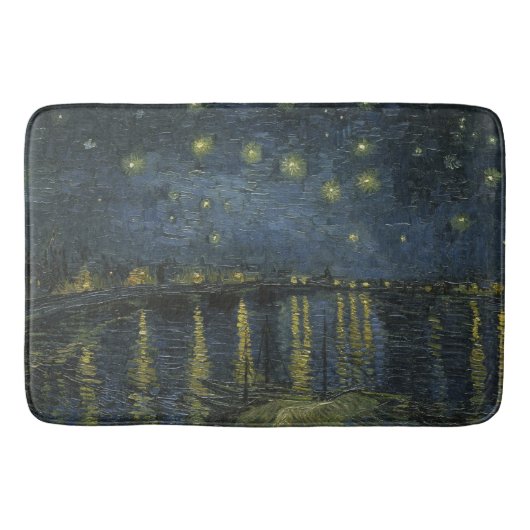ローヌ川の星空、ゴッホによる油絵 バスマット (正面)