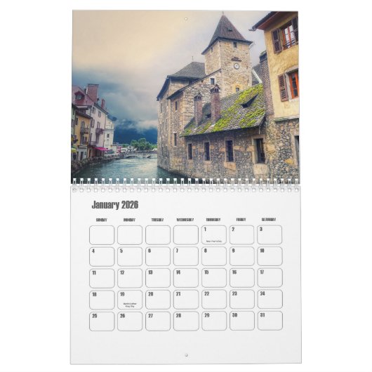 ローヌ・アルプス・フランス暦 カレンダー (1月 2026)