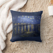 ローヌ-ゴッホ(1888年)上の星明かりの夜 クッション (ブランケット)
