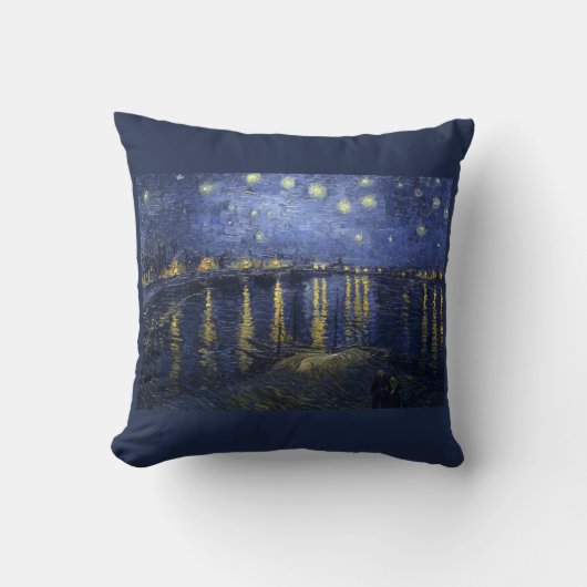 ローヌ-ゴッホ(1888年)上の星明かりの夜 クッション (正面)