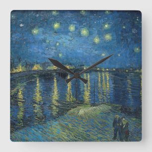 ローネの星空の夜（1888年）ビンセント・ヴァン・ゴグ スクエア壁時計