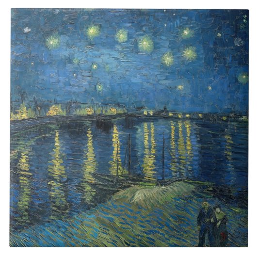 ローネの星空の夜（1888年）ビンセント・ヴァン・ゴグ タイル (正面)
