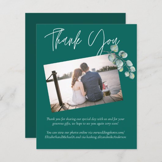 ローバジェットティール（緑がかった色）ホワイトユーカリ結婚ス (正面/裏面)