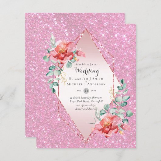 ローバジェットレッドフローラローズゴールド結婚グリッター (正面/裏面)