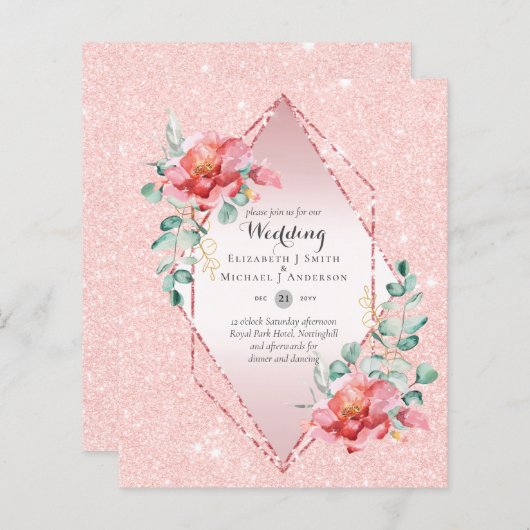 ローバジェットレッドフローラローズゴールド結婚グリッター (正面/裏面)