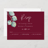 ローバジェットBURGUNDYホワイトユーカリ結婚ス ポストカード (正面/裏面)