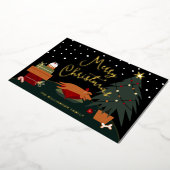 ローバーのクリスマスイブのカスタマイズ可能な写真 箔シーズンカード (回転した状態)