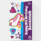 ローパーソナライズされたラスケートで滑るパーティーハッピーバースデー 横断幕 (縦)