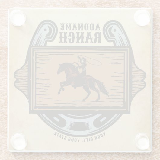 ローピングカウボーイADD名ウェスタンファミリーホースランチ ガラスコースター (裏面)