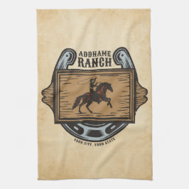 ローピングカウボーイADD名ウェスタンファミリーホースランチ キッチンタオル