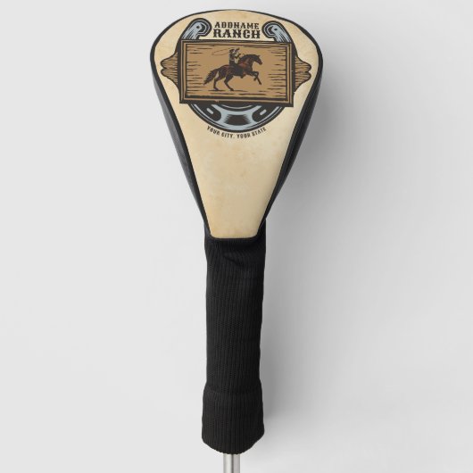 ローピングカウボーイADD名ウェスタンファミリーホースランチ ゴルフヘッドカバー (正面)