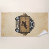 ローピングカウボーイADD名ウェスタンファミリーホースランチ ビーチタオル (正面)