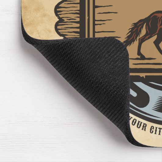 ローピングカウボーイADD名ウェスタンファミリーホースランチ マウスパッド (コーナー)