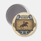 ローピングカウボーイADD名ウェスタンファミリーホースランチ マグネット (正面/裏面)