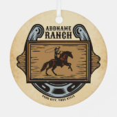 ローピングカウボーイADD名ウェスタンファミリーホースランチ メタルオーナメント (裏面)