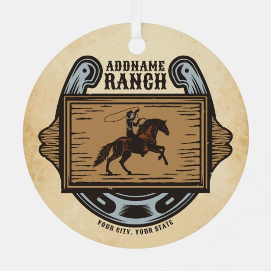 ローピングカウボーイADD名ウェスタンファミリーホースランチ メタルオーナメント (裏面)