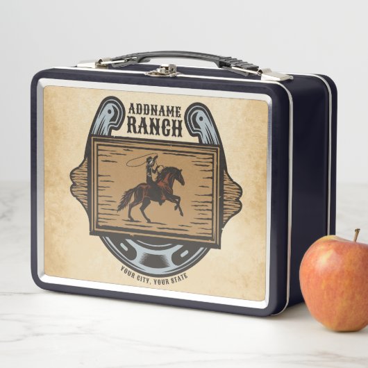 ローピングカウボーイADD名ウェスタンファミリーホースランチ メタルランチボックス (インサイチュ)