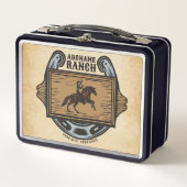 ローピングカウボーイADD名ウェスタンファミリーホースランチ メタルランチボックス (正面)