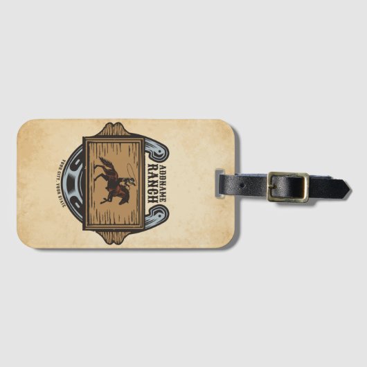 ローピングカウボーイADD名ウェスタンファミリーホースランチ ラゲッジタグ (正面横)