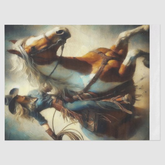 ローピング女性のカーボーイ1ティッシュペーパー 薄葉紙 (正面)