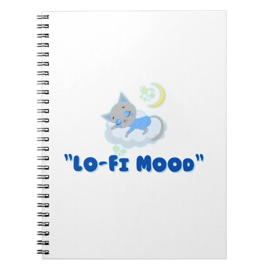 ローファイな雰囲気の猫のイラスト ノートブック (正面)